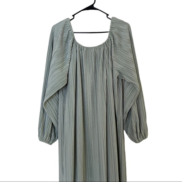 Arthur Connell A.R.C. Designs Vintage Crimp Pleated Sea Foam Maxi Dress Gown - Picture 4 of 6